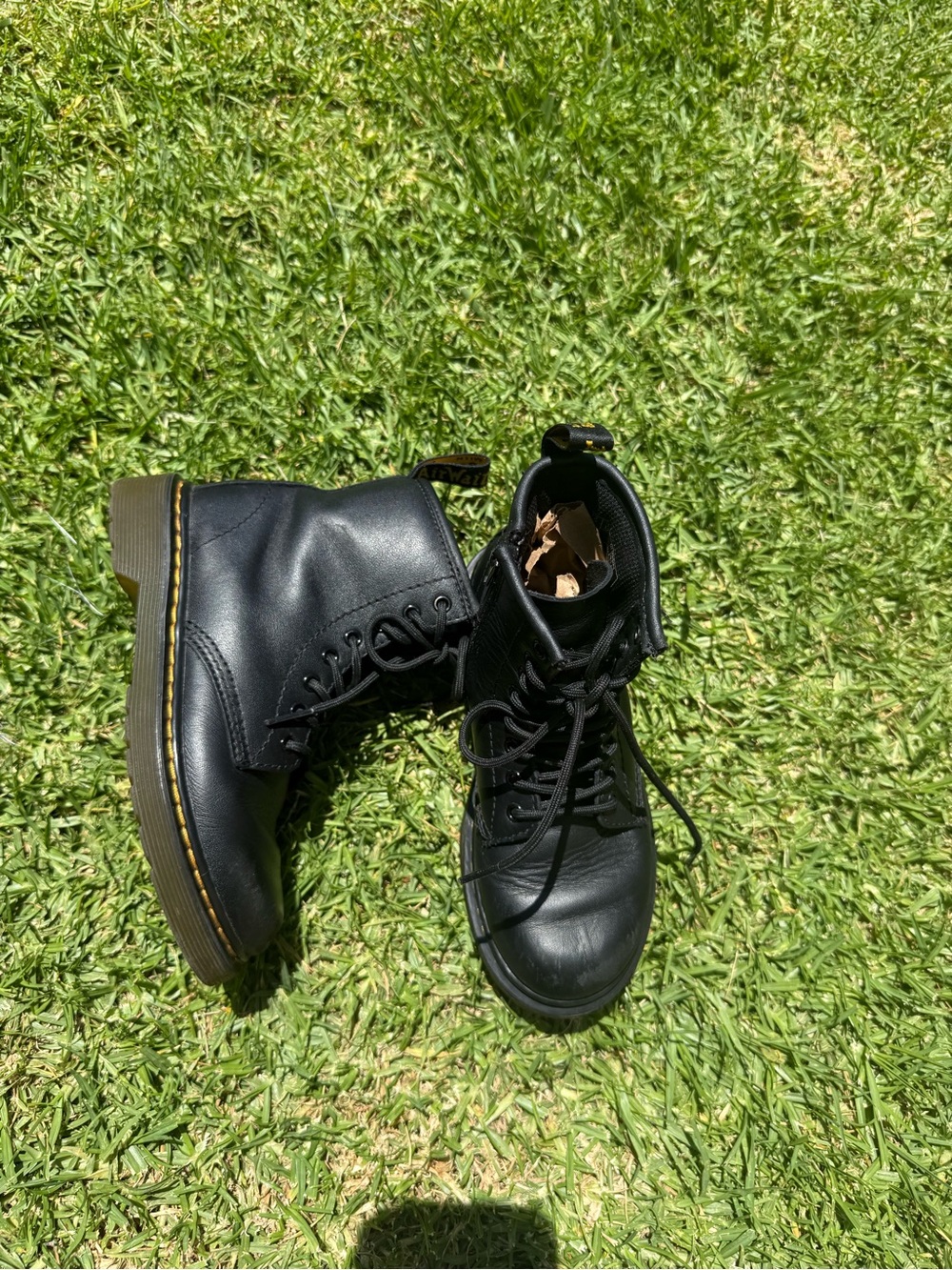 Dr. Martens Kids Black Leather Lace-Up Boots